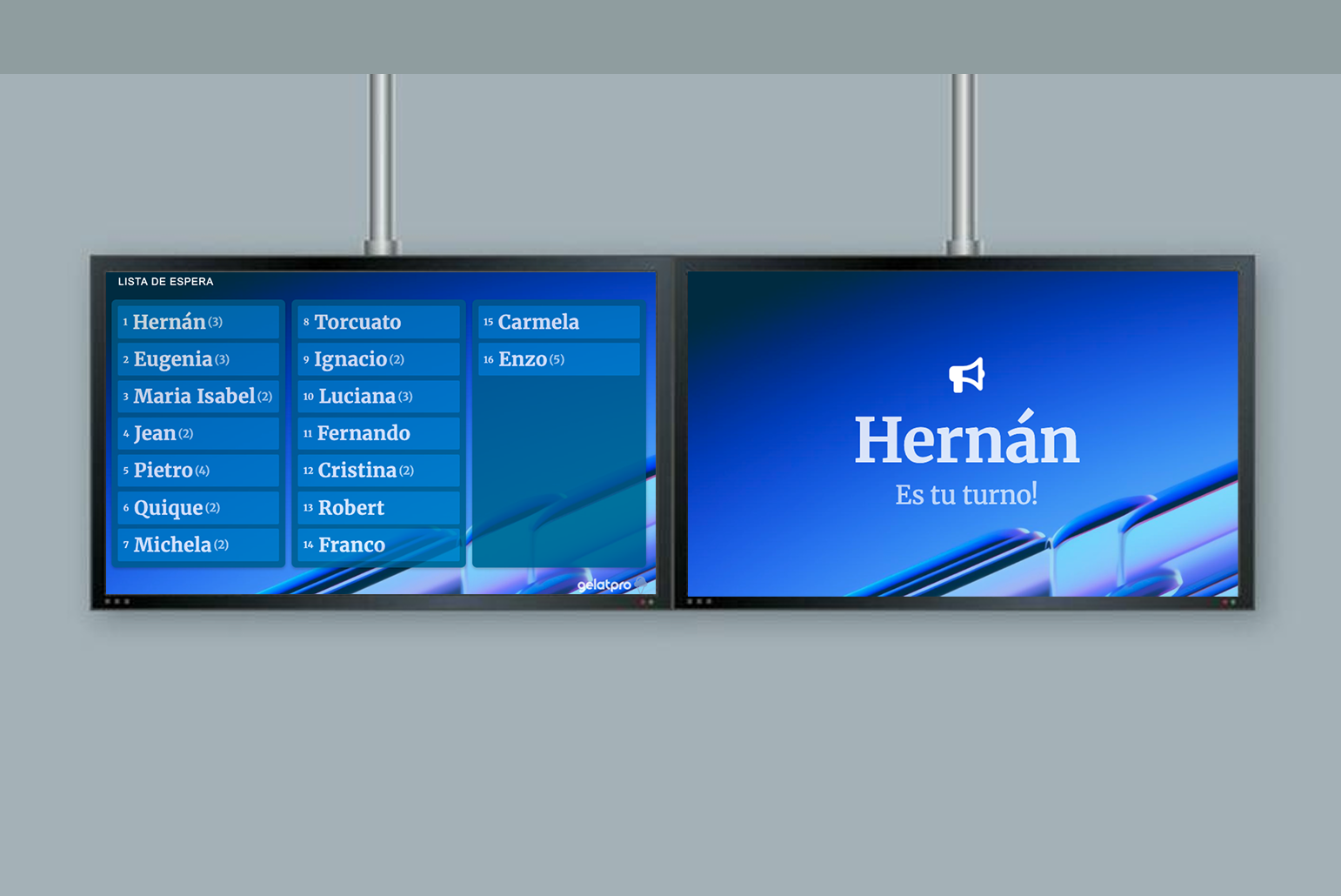 Pantalla de turnos FilaPro